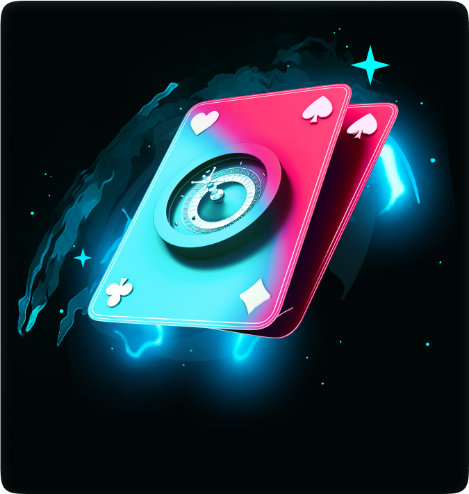 Cosmobet casino artwork featuring playing cards and roulette