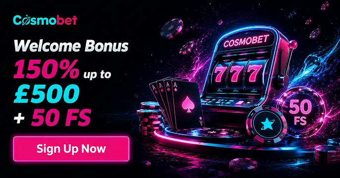 Cosmobet mobile welcome bonus promotional banner